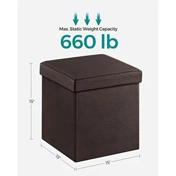 SONGMICS 15-Inch Ottoman with Storage and Comfort