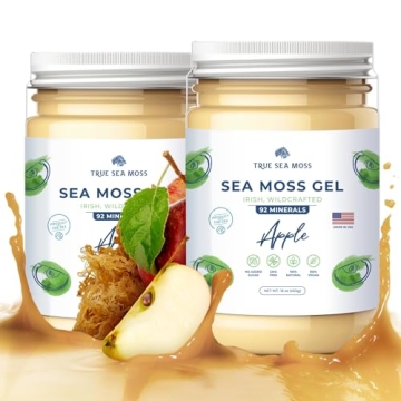 TrueSeaMoss Wildcrafted Irish Sea Moss Gel - Pure & Natural (Apple, 2 Packs)