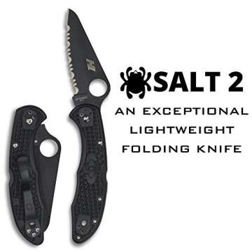 Spyderco Salt 2 Lightweight Knife with 3" H-1 Ultra-Corrosion Resistant Steel Blade and Black FRN Handle - SpyderEdge - C88SBBK2