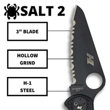 Spyderco Salt 2 Lightweight Knife with 3" H-1 Ultra-Corrosion Resistant Steel Blade and Black FRN Handle - SpyderEdge - C88SBBK2