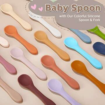 6 Silicone Baby Feeding Forks & Spoons - Safe First Stage Tools