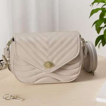 Light Khaki Purse Crossbody with Coin Purse Small Quilted Purses for Women Stylish Women's Purses an...