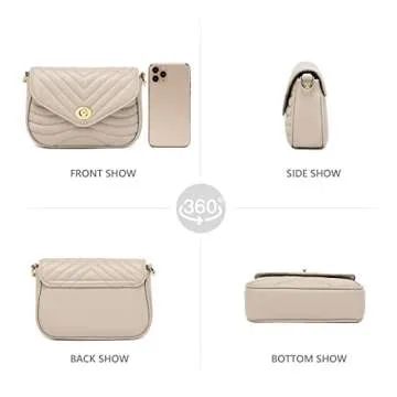 Light Khaki Purse Crossbody with Coin Purse Small Quilted Purses for Women Stylish Women's Purses and Handbags including 3 Size Bags