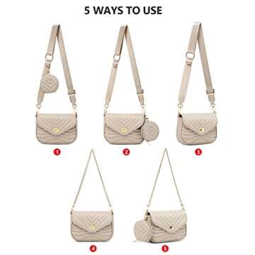 Light Khaki Purse Crossbody with Coin Purse Small Quilted Purses for Women Stylish Women's Purses and Handbags including 3 Size Bags