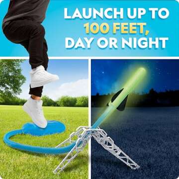 Blue Marble National Geographic Air Rocket Launcher Toy - Launch Glow in The Dark Rockets up to 100 ...