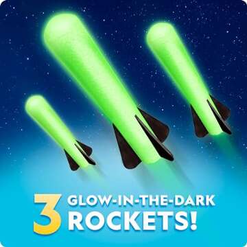 Blue Marble National Geographic Air Rocket Launcher Toy - Launch Glow in The Dark Rockets up to 100 Feet, Kids Outdoor Toys, Toys for Kids 8-12, Glow in The Dark Toys, Rocket Kit, Fun Outdoor Toys