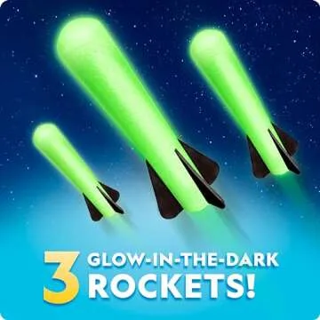 Blue Marble National Geographic Air Rocket Launcher Toy - Launch Glow in The Dark Rockets up to 100 Feet, Kids Outdoor Toys, Toys for Kids 8-12, Glow in The Dark Toys, Rocket Kit, Fun Outdoor Toys