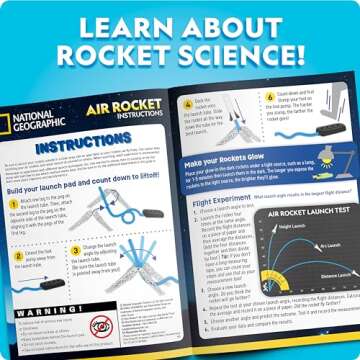 Blue Marble National Geographic Air Rocket Launcher Toy - Launch Glow in The Dark Rockets up to 100 Feet, Kids Outdoor Toys, Toys for Kids 8-12, Glow in The Dark Toys, Rocket Kit, Fun Outdoor Toys