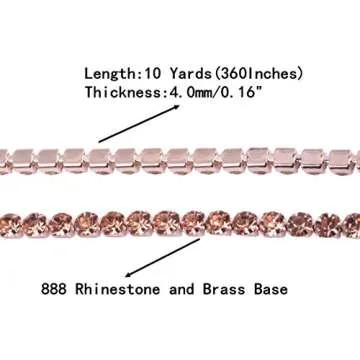 KAOYOO 10 Yards 4MM Crystal Rhinestone Close Chain Trim for Sewing Crafts,DIY Decoration