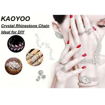 KAOYOO 10 Yards 4MM Crystal Rhinestone Close Chain Trim for Sewing Crafts,DIY Decoration