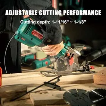 Electric Circular Saw, HYCHIKA 6.2A Mini Circular Saw with 3 Blades(4-1/2”), Compact Hand Saw Max Cutting Depth 1-7/8'' (90°), Rubber Handle, 10 Feet Cord, Fit for Wood Soft Metal Plastic Cuts