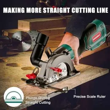 Electric Circular Saw, HYCHIKA 6.2A Mini Circular Saw with 3 Blades(4-1/2”), Compact Hand Saw Max Cutting Depth 1-7/8'' (90°), Rubber Handle, 10 Feet Cord, Fit for Wood Soft Metal Plastic Cuts