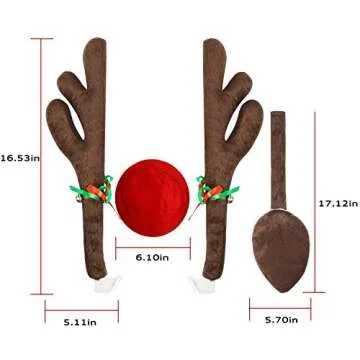 MOMONI Premium Reindeer Car Kit Antlers, Nose, Tail- Rudolph Set Reindeer Christmas Decoration Car Costume Auto Accessories