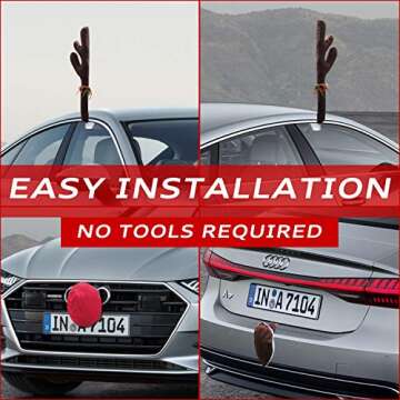 MOMONI Premium Reindeer Car Kit Antlers, Nose, Tail- Rudolph Set Reindeer Christmas Decoration Car Costume Auto Accessories