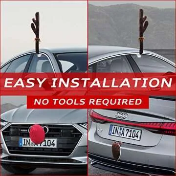 MOMONI Premium Reindeer Car Kit Antlers, Nose, Tail- Rudolph Set Reindeer Christmas Decoration Car Costume Auto Accessories