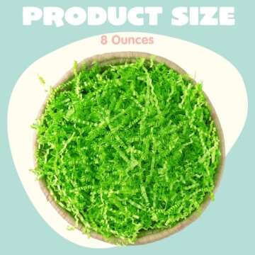 JOYIN 8oz Easter Grass, Pure Light Green Recyclable Paper Grass, Shred Raffia Crinkle Cut for Easter...