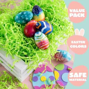 JOYIN 8oz Easter Grass, Pure Light Green Recyclable Paper Grass, Shred Raffia Crinkle Cut for Easter Egg Hunt, Basket Stuffer Filler, Party Bag Decor Favors, Gift Wrapping