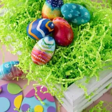 JOYIN 8oz Easter Grass, Pure Light Green Recyclable Paper Grass, Shred Raffia Crinkle Cut for Easter Egg Hunt, Basket Stuffer Filler, Party Bag Decor Favors, Gift Wrapping