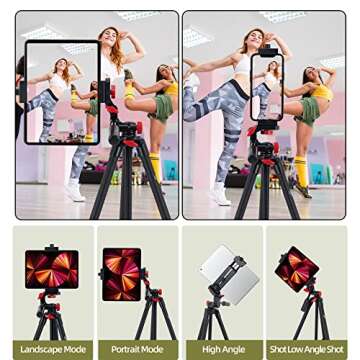 teefeet Tablet Tripod 53 inch for iPad Tripod Aluminum Smartphone Tripod for iPhone iPad Pro Camera ...