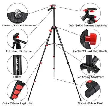 teefeet Tablet Tripod 53 inch for iPad Tripod Aluminum Smartphone Tripod for iPhone iPad Pro Camera Mobile Phone Lightweight Travel Selfie Stand Tripod Red