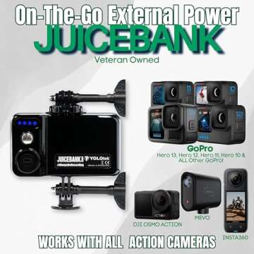 YOLOtek Veteran Owned - 7800mAh JUICEBANK Portable Battery Charger for GoPro, DJI, Insta360, MEVO & More - Power Bank for Action Cameras & Accessories