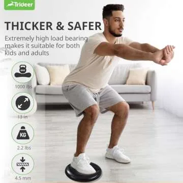 Trideer Inflated Wobble Cushion - Wiggle Seat for Sensory Kids(Multiple Colors), Balance Disc (Extra Thick), Flexible Seating for All Age (34CM Black)