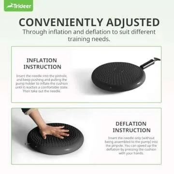 Trideer Inflated Wobble Cushion - Wiggle Seat for Sensory Kids(Multiple Colors), Balance Disc (Extra Thick), Flexible Seating for All Age (34CM Black)