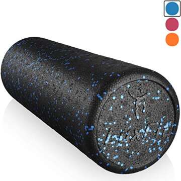 LuxFit Extra Firm Speckled Foam Roller with Online Instructional Video (Blue, 18-Inch)