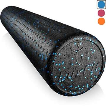 LuxFit Extra Firm Speckled Foam Roller with Online Instructional Video (Blue, 18-Inch)