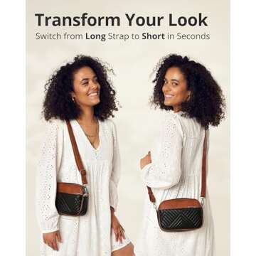 Vantamo Shoulder Bag for Women - Faux Leather Crossbody Bag with Anti Theft RFID Protection & Adjustable Strap - Shoulder Bag with Silver Zippers & Anti Pickpocket Clip - Crossbody Purse