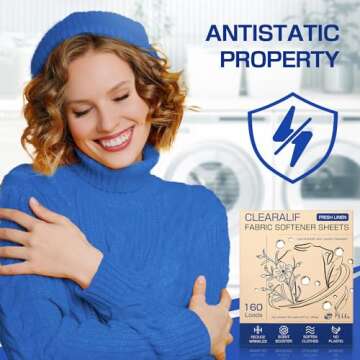 CLEARALIF laundry Fabric Softener Sheets, Fresh Linen Scent, 160 Loads, Eco Friendly, Great For Travel, Apartments, Dorms.