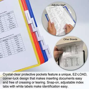 Ultimate Office AdjustaView 10-Pocket Desk Reference Organizer with Supplies Storage Base and EZ-Load Pockets to Hold 20 Sheets of Paper, Includes Fast Find Indexing Tabs (Colored Pockets)