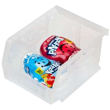 Akro-Mils 30210 AkroBins Plastic Storage Bins, Space-Saving Stackable Bins for Garage, Pantry, Craft Organization, 5-Inch x 4-Inch x 3-Inch, Clear, 6-Pack