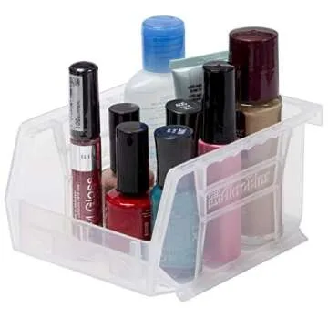 Akro-Mils 30210 AkroBins Plastic Storage Bins, Space-Saving Stackable Bins for Garage, Pantry, Craft Organization, 5-Inch x 4-Inch x 3-Inch, Clear, 6-Pack