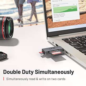 uni SD Card Reader, USB 3.0 SD Card Adapter High-Speed Micro SD Memory Card Reader Support SD/Micro SD/TF/SDHC/SDXC/MMC/UHS-I Card Compatible with Mac, Win, Linux, PC, Laptop, Chromebook, Camera