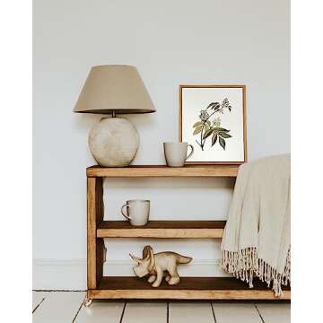 VIYYIEA Vintage Framed Canvas Wall Art Prints, Sambucus Racemosa Botanical Plant Bathroom Art Painting, Rustic Farmhouse Plant Pictures for Bedroom Living Room Bathroom, 9"x11"