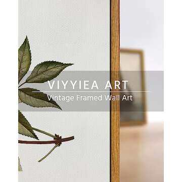 VIYYIEA Vintage Framed Canvas Wall Art Prints, Sambucus Racemosa Botanical Plant Bathroom Art Painting, Rustic Farmhouse Plant Pictures for Bedroom Living Room Bathroom, 9"x11"