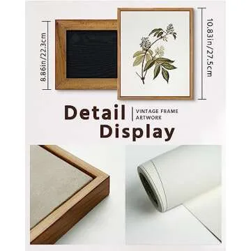 VIYYIEA Vintage Framed Canvas Wall Art Prints, Sambucus Racemosa Botanical Plant Bathroom Art Painting, Rustic Farmhouse Plant Pictures for Bedroom Living Room Bathroom, 9"x11"