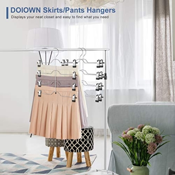 DOIOWN 4 Tier Space Saving Skirt Hangers Organizer
