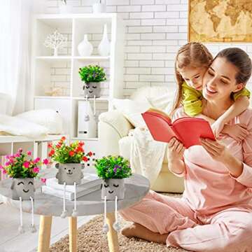 skycoo 3 Packs Cute Fake Plants, Kawaii Artificial Potted Plants for Table Desk Home Bedroom Bathroom Office Shelf Office Wall Room Farmhouse Decor Artificial Plants B