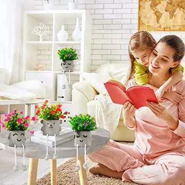 skycoo 3 Packs Cute Fake Plants, Kawaii Artificial Potted Plants for Table Desk Home Bedroom Bathroom Office Shelf Office Wall Room Farmhouse Decor Artificial Plants B