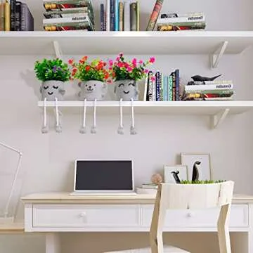 skycoo 3 Packs Cute Fake Plants, Kawaii Artificial Potted Plants for Table Desk Home Bedroom Bathroom Office Shelf Office Wall Room Farmhouse Decor Artificial Plants B