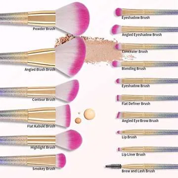Docolor 16-Piece Fantasy Makeup Brushes Set with Rainbow Case
