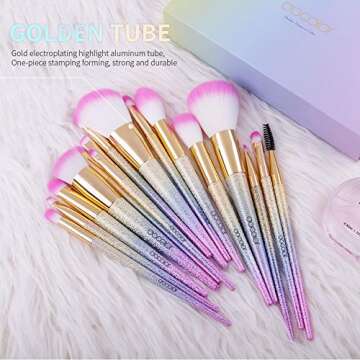 Docolor 16-Piece Fantasy Makeup Brushes Set with Rainbow Case
