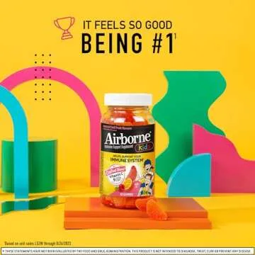 Airborne KIDS 500mg Vitamin C Gummies, Kids Immune Support Zinc Gummies With Powerful Antioxidants V...