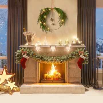 Elegant Norfolk Pine Christmas Wreath with Lights & Bells