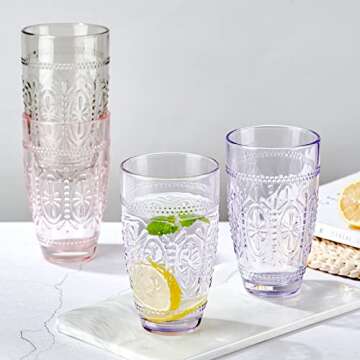 CREATIVELAND Colored Vintage Drinking Glasses Set
