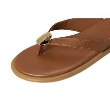 Dolce Vita Women's Judy Flat Sandal - Stylish Cognac Leather Sandals