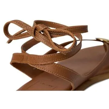 Dolce Vita Judy Flat Sandal for Women in Cognac Leather