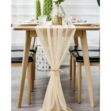 BOXAN Gorgeous Light Gold Table Runner 30x120 Inch for Ivory Wedding Rustic Boho Wedding Party Bridal Shower Decor Birthday Party Cake Table Decorations